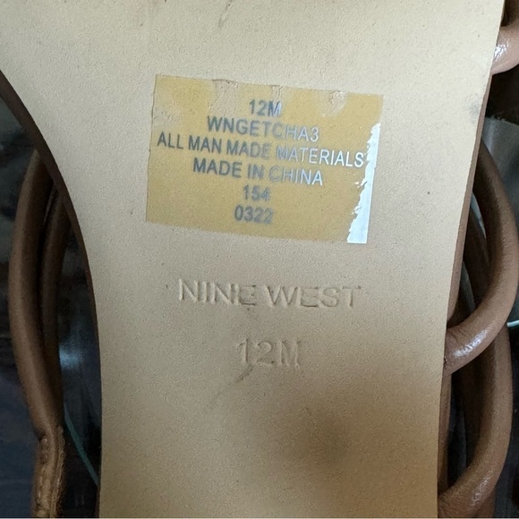 NINE WEST Strappy Open Toe Heel Sandals Platform Block Heels Size 12 - Picture 13 of 15